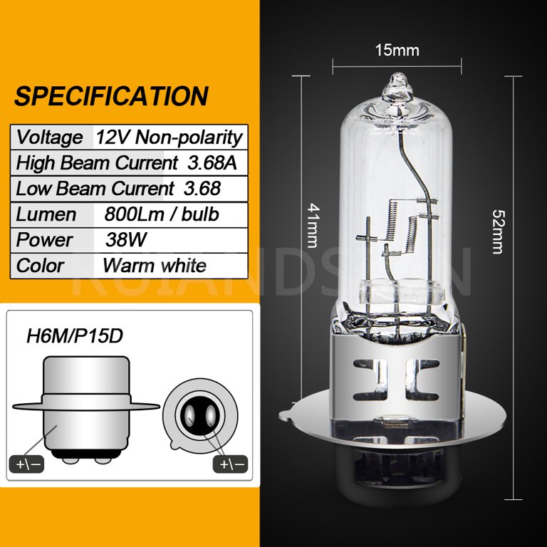 Ruiandsion H6M 12V 38W Halogen Headlight Bulbs Replacement Bulb For Motorcycle Scooter Moped Warm White 2pcs