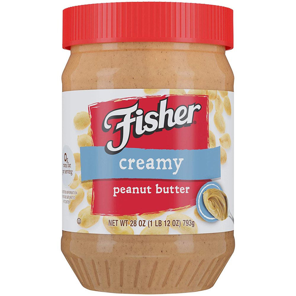 FISHER Snack Creamy Peanut Butter, 28 oz Jar (Pack of 12)