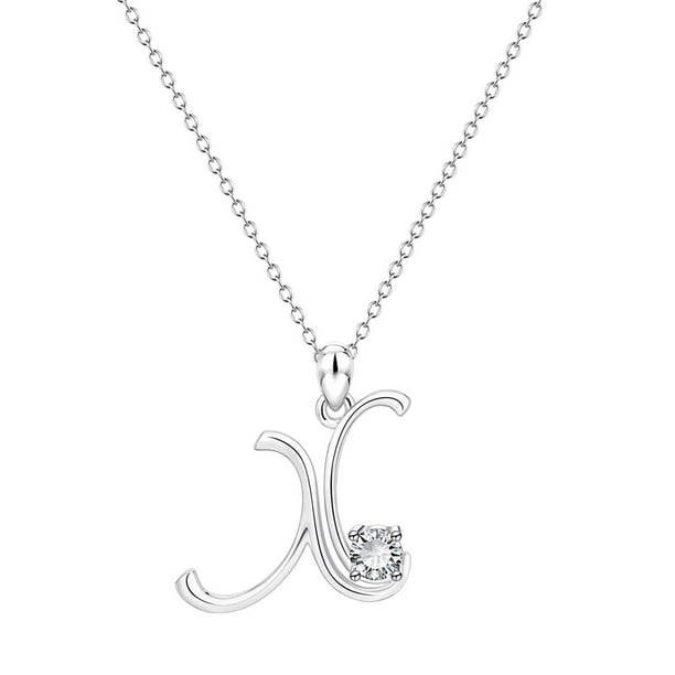 26 Initial Alphabet Shape Rhinestone Collar para Mujeres Collares para Mujeres A Z 26 Alphabet Initial Silver Collares para Mujeres Niñas