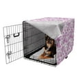 thumbnail image 2 of Orchid Dog Crate Cover, Ornate Flower Blooms with Curly Leaves Petals Spring Inspired Exotic, Easy to Use Pet Kennel Cover for Medium Large Dogs, 35" x 23" x 27", Lilac Magenta White, by Ambesonne, 2 of 6