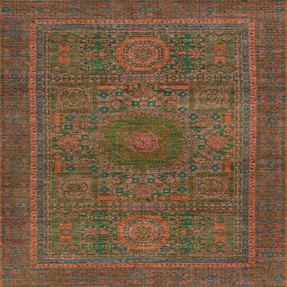 Ahgly Company Indoor Square Abstract Oak Brown Abstract Area Rugs, 6' Square