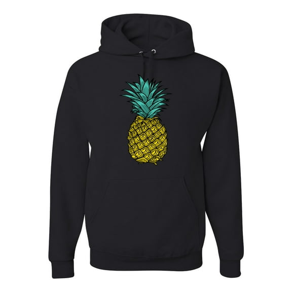 Wild Bobby, Trendy Tropical Pineapple, Fashion, Unisex Graphic Hoodie Sweatshirt, Black, Small