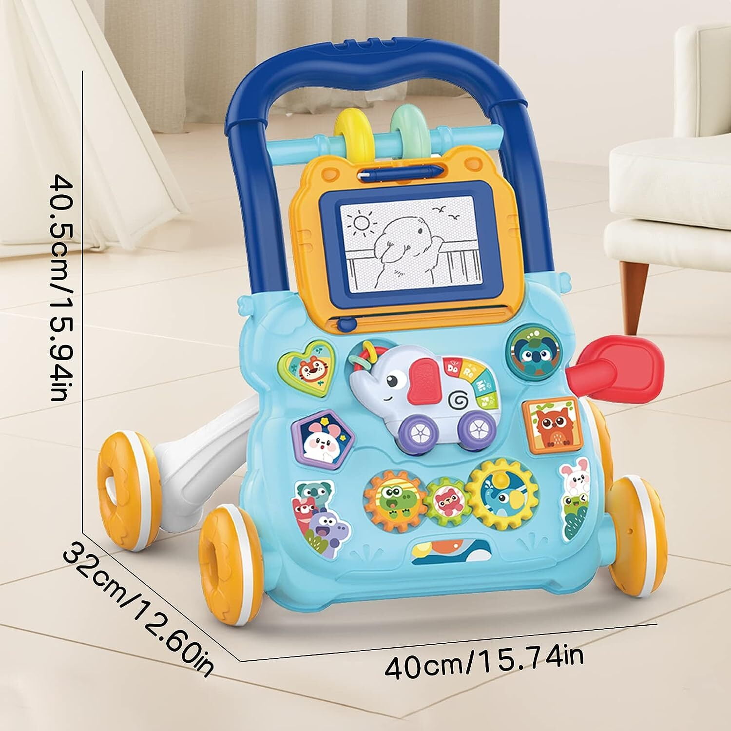Carsky 2-in-1 Baby Push Walker Toy, Sit to Stand Toddler Learning Push Toys for 6-18 Months, Educational Toys for 1 Year Old, Gift for Infant Boys Girls.