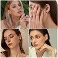 thumbnail image 6 of Lancharmed Women's Earrings Round Zirconia Stud Diamond Wrap Around Section Heart Shape Black Chain 14K Gold Plated Earring Gifts for Women, 6 of 8