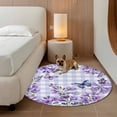 thumbnail image 3 of Purple Flowers Round Rug 5ft Washable Circle Kitchen Rugs Non Slip Butterfly Spring Floral Checkered Farmhouse Large Area Rug Indoor Floor Carpet for Bedroom Living Room Home Office Dining Room, 3 of 8