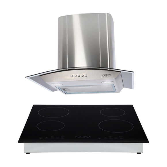 Campana de cocina de pared acero inoxidable 60cm Marex + Parrilla eléctrica de inducción 4 quemadores Kepler
