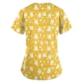 thumbnail image 5 of OIOLOYJM Easter Scrub Tops Women 2026 Happy Medical Bunny Eggs Print Tops Short Sleeve V Neck Shirt Soft Plus Size T Shirts with Pockets Yellow 5XL, 5 of 5