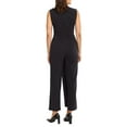 thumbnail image 2 of London Times V-neck sleeveless zipper closure pleated front straight pant scuba crepe jumpsuit, 2 of 5