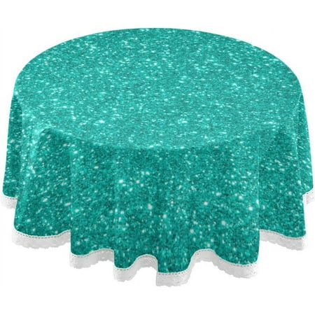 SKYSONIC Green Round Tablecloth,Washable Oil Proof Table Cover for Kitchen Holiday Party Wedding Picnic Decoration