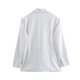thumbnail image 4 of HH TRAF 2024 Abrigo de mujer para oficina, blanco, a rayas, cuello vuelto, manga larga, bolsillo, un botón, blazer de otoño para mujer, moda, 4 of 5