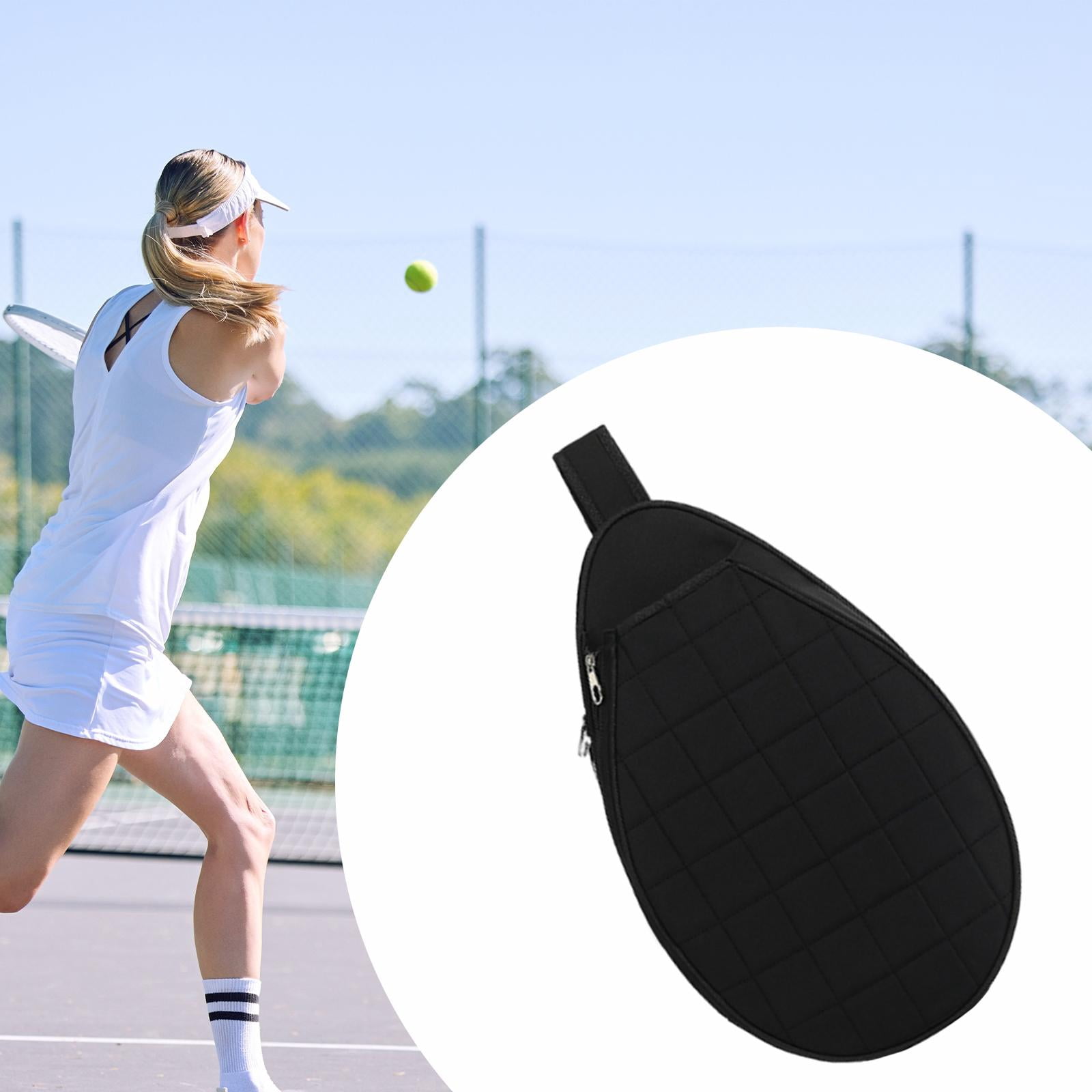 Baoblaze Tennis Bag Large Capacity W/ Adjustable Strap Racket Carry Bag Crossbody Bag Black