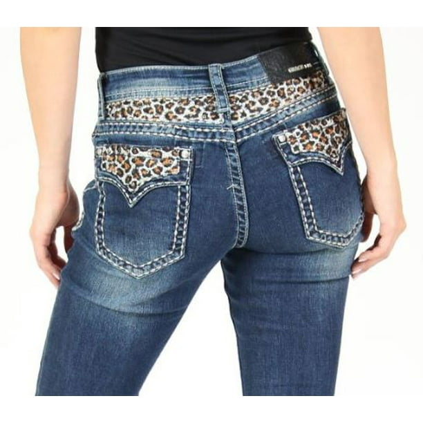 Livlig det tvivler jeg på Præsident Grace in LA Jeans Women's Yoke Leopard Easy Fit Bootcut Jeans (27) -  Walmart.com