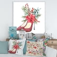 thumbnail image 2 of Red Suede Heeled Shoes With Christmas Red Floral Decor 30 in x 30 in Framed Painting Canvas Art Print, by Designart, 2 of 5