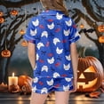 thumbnail image 2 of MEZZALL Girls Cartoon Cats Print Satin Pajamas Sets Short Sleeve Lapel Button Down Tops & Shorts 2 Piece Kids Sleepwear Stylish Nightwear, 2 of 6