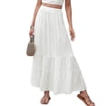 thumbnail image 1 of Falda larga con volantes de color sólido a la moda, elegante falda larga que combina con todo para fiestas, compras, citas, 1 of 1