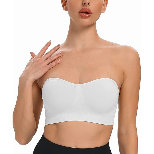 Sujetador bandeau sin tirantes y sin aros para mujer, sujetador tipo bralette con relleno, sujetador de tubo sin costuras con tirantes transparentes