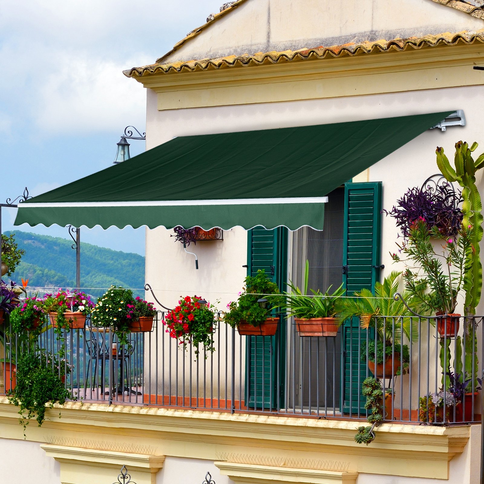 12x8.2ft Manual Retractable Patio Awning Green Walmart Canada