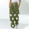 thumbnail image 2 of Annhoo High Waisted Sweatpants for Women Polka Dots Drawstring Sports Trousers Cinch Bottom Pants with Pockets, 2 of 5
