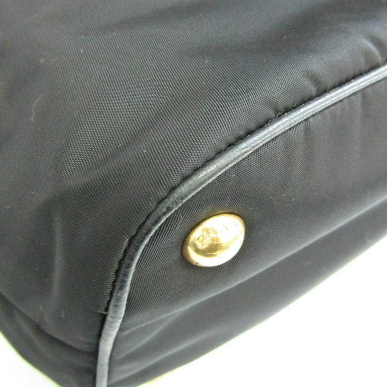 PRADA Tessuto Vitello Daino Nylon Tote Shoulder Bag Black