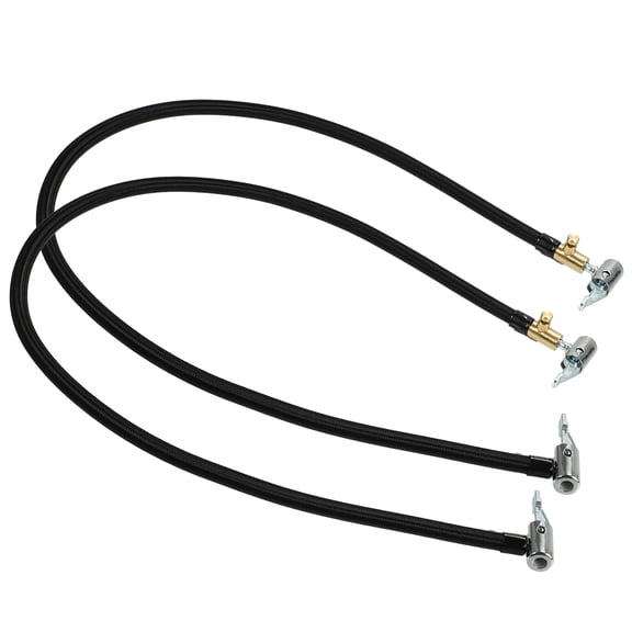 Unique Bargains 2pcs 32" Tire Inflator Hose Adapter Dual Lock on to Lock on Connect with Air Release Valve Silver Tone