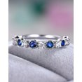 thumbnail image 4 of HeartsAndYou 2ct Round Natural Sapphire & Moissanite Band Half Eternity 14k SOLID White Gold, 4 of 9