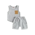 thumbnail image 2 of Toddler Baby Outfits 6M 12M18M 24M 3Y 4Y Striped Sleeveless Tank Tops and Stretch Casual Shorts Pocket Set Cute Newborn Clothes, 2 of 9