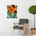 thumbnail image 2 of Bold Art Deco Flowers Teal Orange Cream Poppy Large Wall Art Poster Print Thick Paper 18X24 Inch, 2 of 4