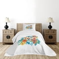 thumbnail image 4 of Ambesonne Flowers Quilted Bedspread Set 2 Pcs, Exotic Jungle Foliage, Twin Size, Blue Turquoise Orange, 4 of 5