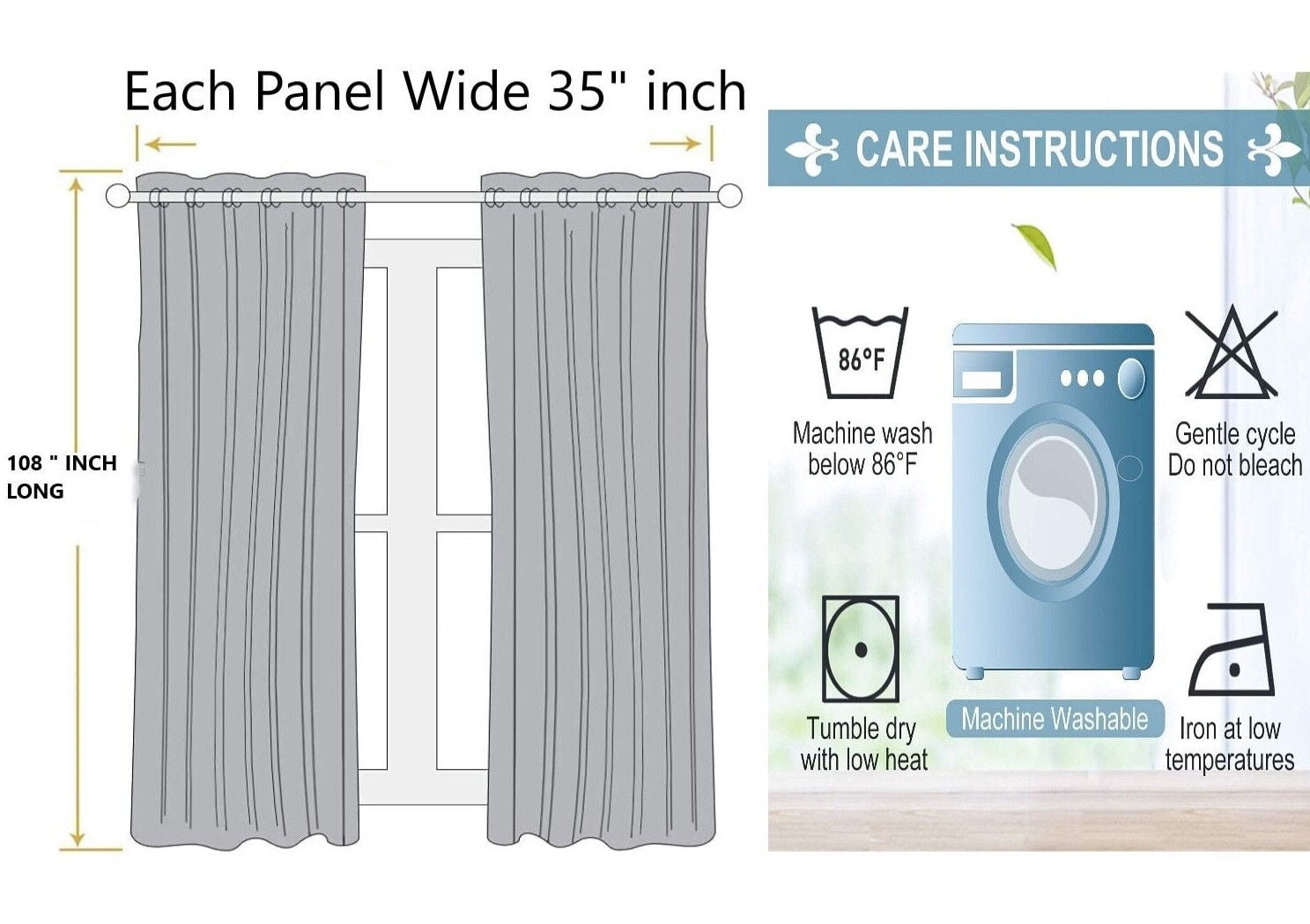 Window Curtain Drapes for Bedroom set of 2 Panels Lined Blackout Full Room Darkening Grommets Gold 108" Length Adam