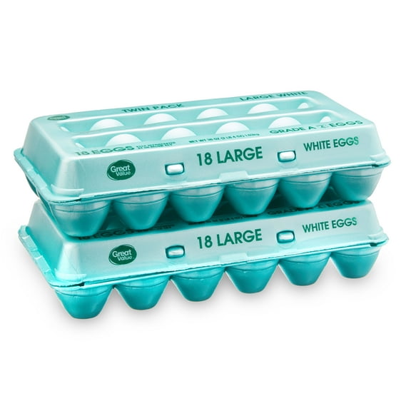 Great Value Large White Eggs, 36 Count