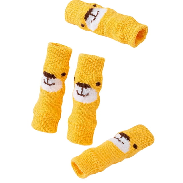 4Pcs Puppy Socks Print Design Anti-Skid Bottom Knitting Small Medium Dogs Warm Paw Socks for Autumn