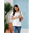 thumbnail image 5 of SHIBEVER Women Tops Summer Short Sleeve T Shirts Casual Loose Tunic Tops Side Split Ladies Comfortable Crewneck Tops Blouse White M, 5 of 9