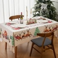 thumbnail image 4 of Jessy Home 2 Pack Xmas Tablecloth Reindeer Christmas Decoration Table Cloth Rectangle 55”x86” Washable Wrinkle Resistant Winter Table Cover for Holiday Party Home Indoor Outdoor, 4 of 6