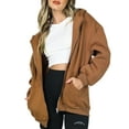 thumbnail image 1 of Faithtur Women Loose Style Coat Solid Color Zipper Open Front Hooded Jacket, 1 of 7