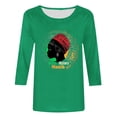 thumbnail image 4 of Jjayotai Black History Month 3/4 Sleeve T-Shirts for Women, Retro Round Neck Blouses, Casual Sport Workout Tops, Loose Fit Comfy Tunics Green XXXL, 4 of 5