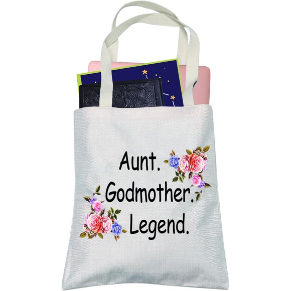LEVLO Godmother Aunt Foldable Shopping Bags Godmother Gifts Aunt Godmother Legend from Godchild Baptism Christening Gift