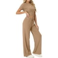 thumbnail image 3 of MINTREUS Lounge Sets for Women Short Sleeve Tops Wide Leg Pants Comfy Loungewear Two Piece Outfits with Pocketed, 3 of 7