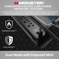 Monster Power, Power Strip Surge Protector, ME-5004, 6ft Black ...