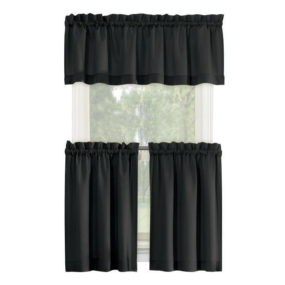 Collections Etc Martine Rod Pocket Caf� Curtain Set - Includes Valance & Two Tiers