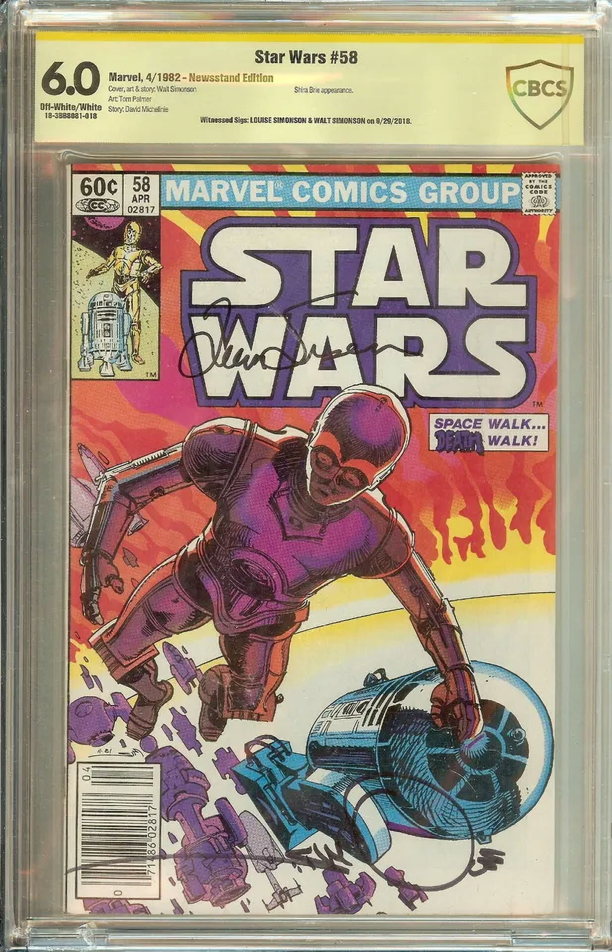 Marvel Star Wars #58 CBCS 6.0 NM Signed Louise and Walt Simonson