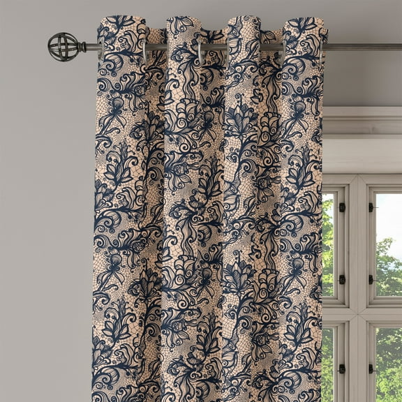 Ambesonne Gothic Grommet Curtain Single Panel, Nature Inspired Feminine, 50"x60", Tan Black