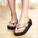 thumbnail image 4 of EeaseMX Sandalias de plataforma con purpurina para mujer, sandalias brillantes con tiras, tacón de cuña antideslizante, talla 37 (plateadas), 4 of 7