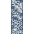 thumbnail image 1 of Unique Loom Outdoor Botanical Leaves Rug 2' x 6' Runner Navy Blue/Ivory, 1 of 1