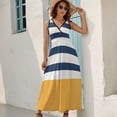 thumbnail image 5 of Blue And White Stripes with Yellow Sleeveless Dress Dresses Women Summer Evening Dresses Ladies Bohemia Long Dresses, 5 of 9