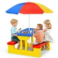 thumbnail image 2 of Spaco Kids Picnic Folding Table and Bench with Umbrella-Yellow, Toddler Table and Chair Set for Arts & Crafts, Snack Time, Homeschooling, Homework, 2 of 7