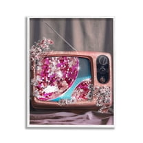 Stupell Industries Disco Vintage Television Novelty Painting White Framed Art Print Wall Art, 11 x 14