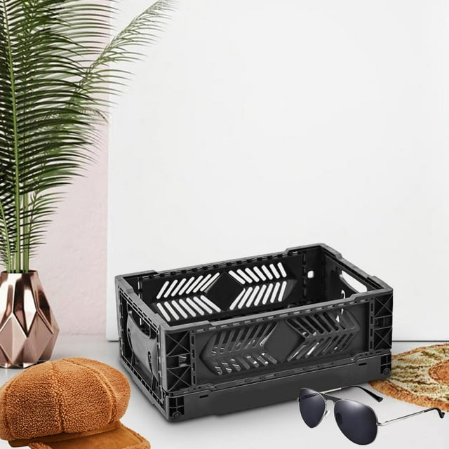 Storage Crate Folding Crate Mini Desk Organizer for Office Classroom Bedroom Black