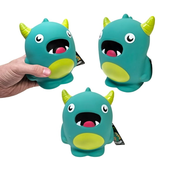 Big Rubber Monster Collectibles (Sea Green Monster) (6 Inch) Fun Unique Designs Make Noise When Squeezed Assorted Colors