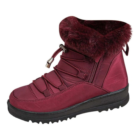 Gyexs Winter Boots for Women Snow: Furry Lined Warm Ankle Boots - Adjustable Waterproof Outdoor Zipper Snow Shoes, , Size 6.5