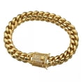 thumbnail image 5 of Men Women Stainless Steel Curb Cuban Link Miami Chain Zinc Oxide Zircon Clasp, 5 of 9